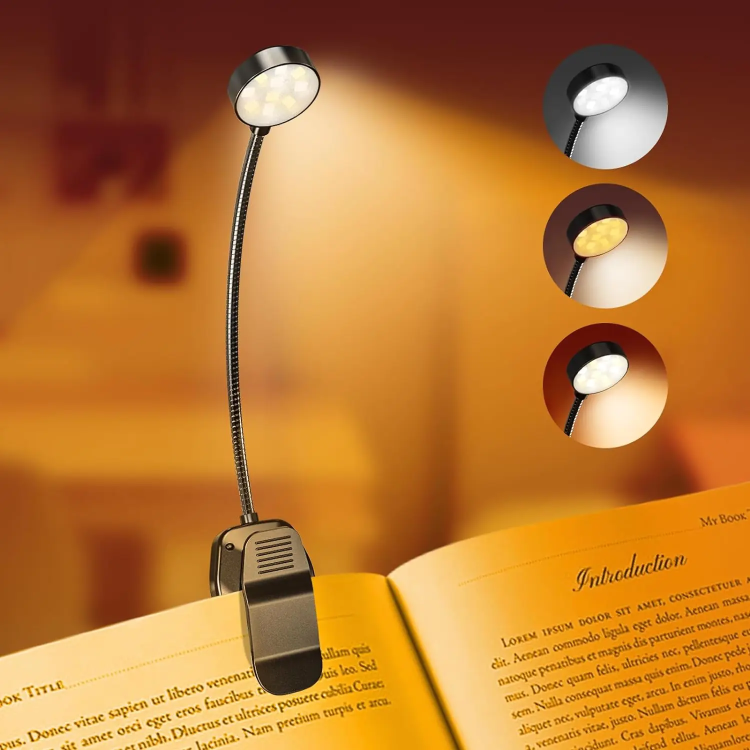 Przenośna, elastyczna lampka do czytania 31LED z USB, ciepłe/białe światło 📖